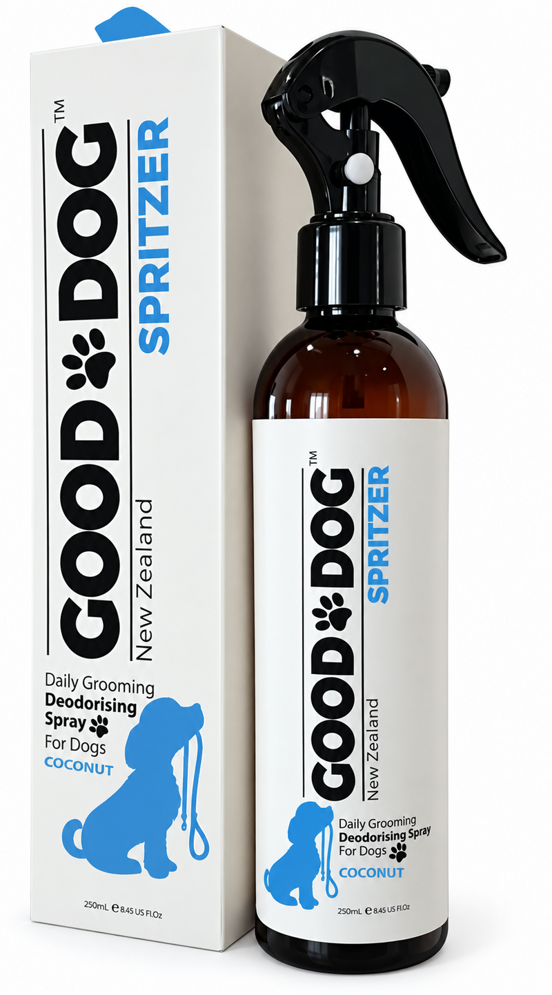 Good Dog coconut deodorising spritzer, 250ml bottle and box