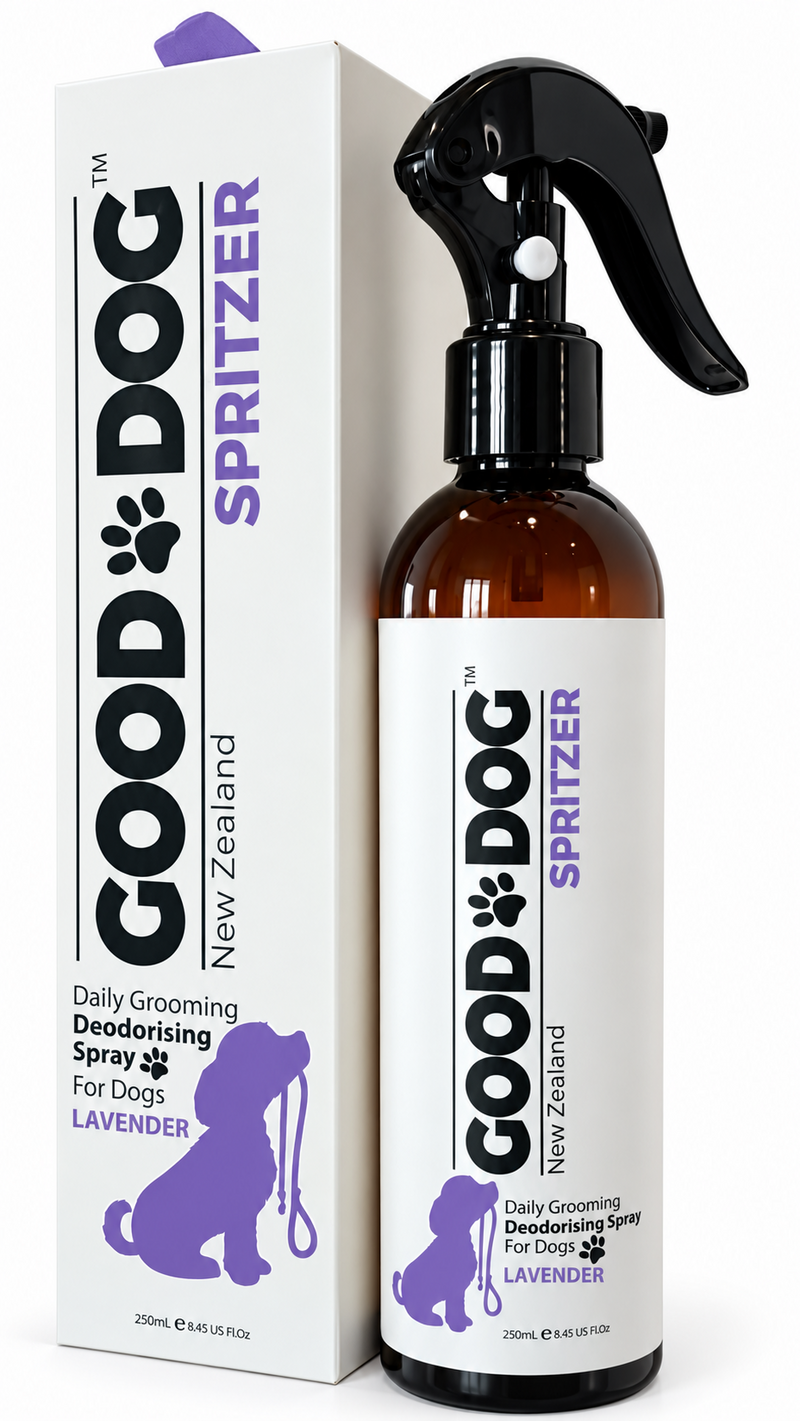 Good Dog lavender deodorising spritzer, 250ml bottle and box